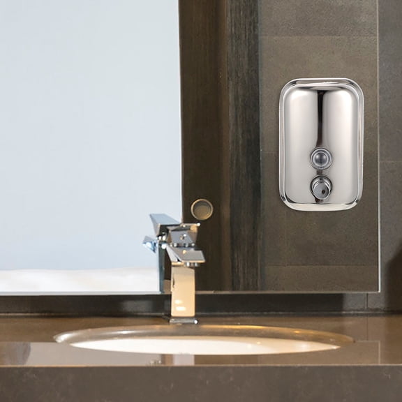 SWETRACE Hanging Press Liquid Dispenser Wall Mounted Shampoo Container Silver 1Set 7.86X4.72X2.36in