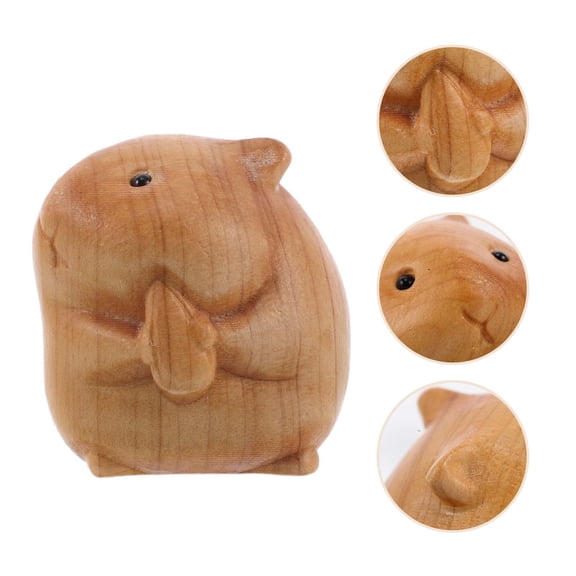 SWETRACE 1-Pack Multi-Color Wood Carving Hamster Animal Figurine Ornament Home Decor