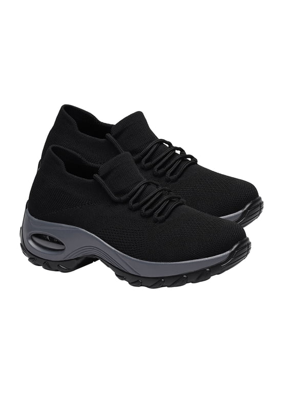 1Pair Fashion Shoes Black Mesh Sneakers Durable Practical Running Shoes
