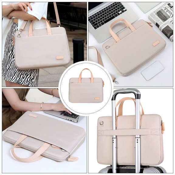 SWETRACE Laptop Shoulder Bag Beige Oxford Portable for Business and Entertainment