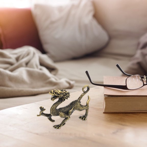SWETRACE 1Pc Golden Alloy Desktop Adornment Dragon Statue for Living Room Decorative Display
