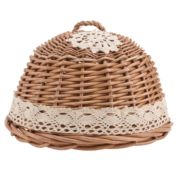 SWETRACE 1Pc Woven Serving Basket Fly Protection Round Shape Bread Basket Cover for Seasonal Outdoor Use