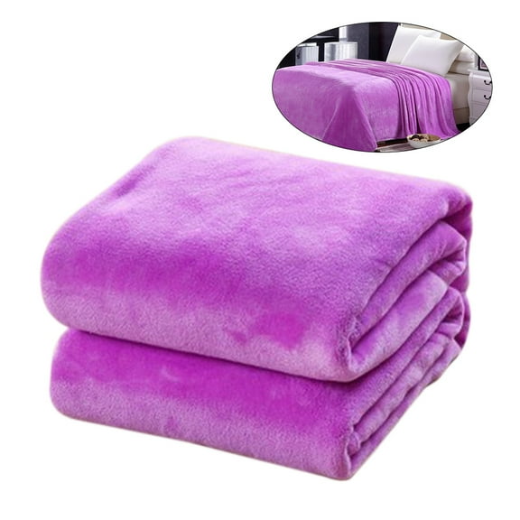 SWETRACE 1Pcs Flannel Fleece Blanket Bed Blanket Warmth Purple Polyester Fiber 39x55in Backpacking