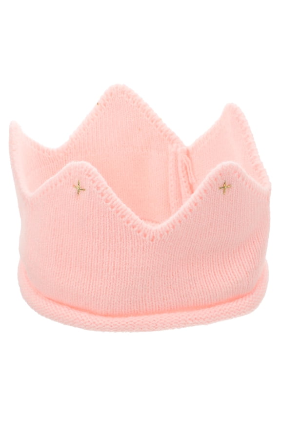1Pcs Pink Knitted Hat Crown Knit Headband Acrylic Warm Stretchy for Kids Girls Winter Parties