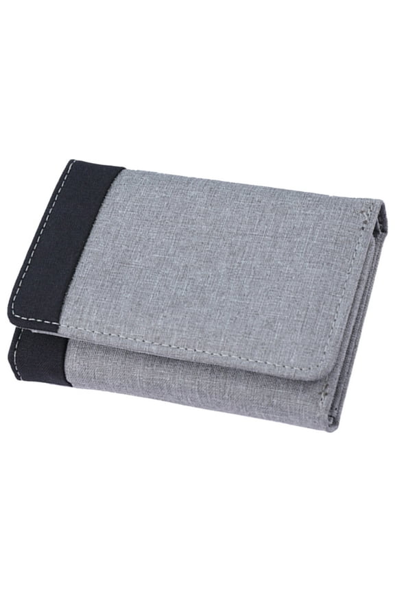Small Mens Wallet Card Holder Grey Canvas 1Set 4.8x3.3in