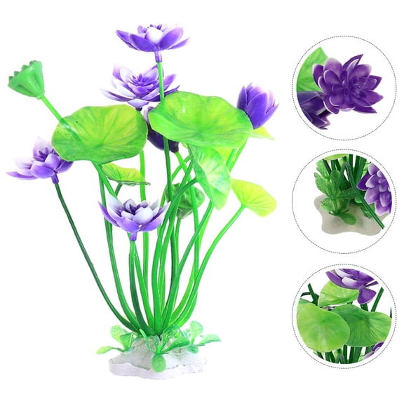 SWETRACE 1Set Aquarium Lotus Flower Plastic Purple Fish Tank Decoration