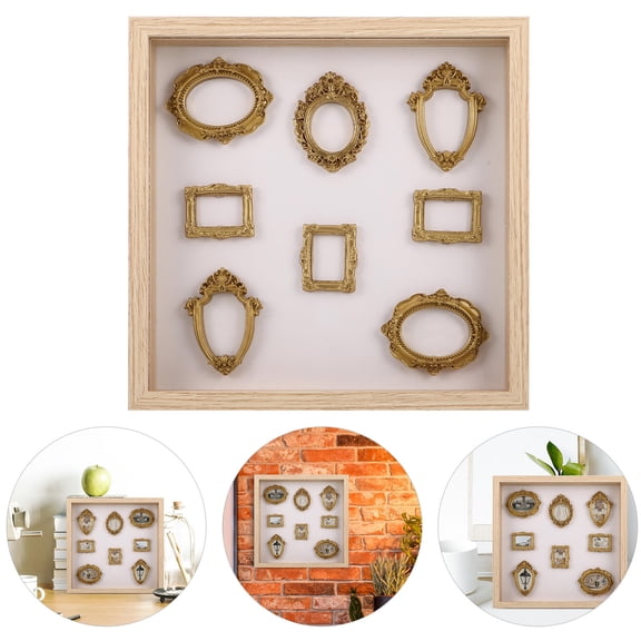 SWETRACE 1Set Beige Resin Cube Photo Frame Box for DIY Display and Memory Keepsakes