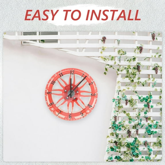 SWETRACE 1Set Car Wheel Wall Clock Red Acrylic 3D Car Wheel Shape For Office Decor