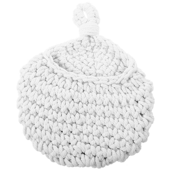 SWETRACE Hanging Woven Storage Basket White Cotton Rope 1Pack 11X8.3In