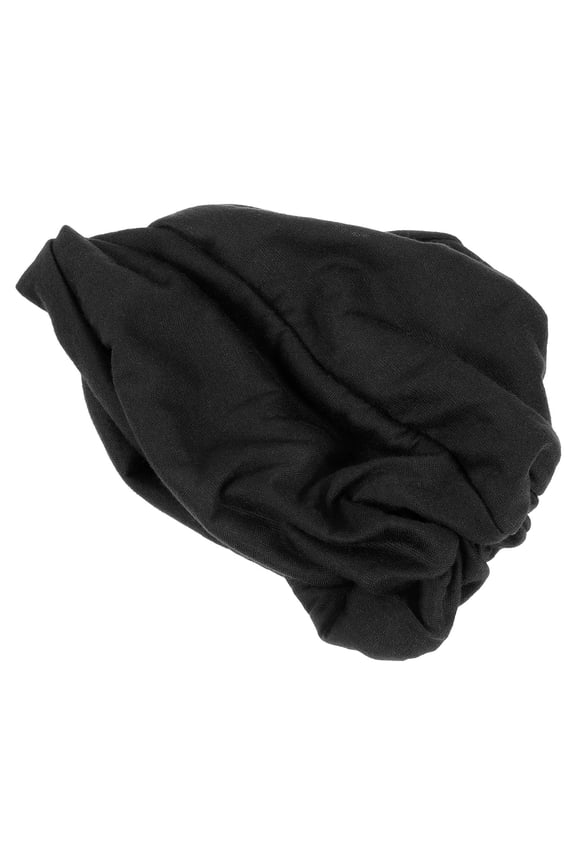 Women's Black Sleep Cap, Soft Imitation Silk Night Hat for Short Hair, Comfortable Nightwear, Perfect for Travel, 1 Set