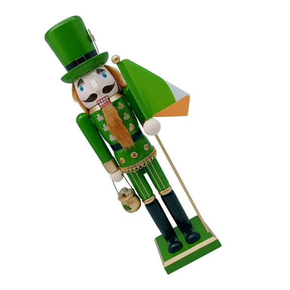 SWETRACE 1Set Irish Holiday Cutouts Ornaments Wooden Nutcracker Figurine Green Soldier Hand-Painted