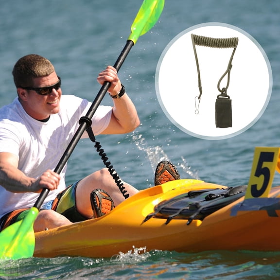 SWETRACE PU Steel Wire Kayak Leash Green Elastic for Paddle Safety 1Pc