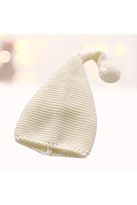 Kids White Knit Hat Set Warm Yarn Beanie Cap 11.8x7.5x0.4 Inches Cozy Winter Headwear for Children