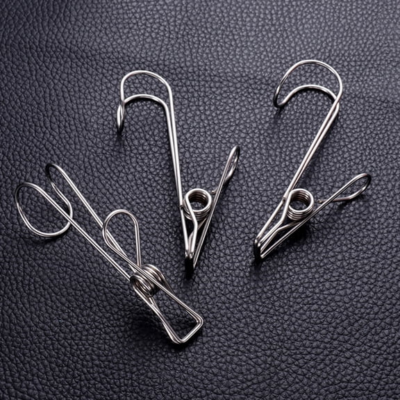 SWETRACE Stainless Steel Socks Clips Plated Silver, Firm Grip Clothes Hanging Clips for Home 1Set