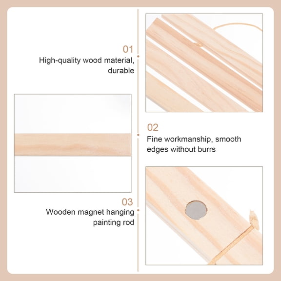 SWETRACE 1Set Magnetic Painting Scroll Hanger Wooden Frame for Elegant Art Display and Hanging