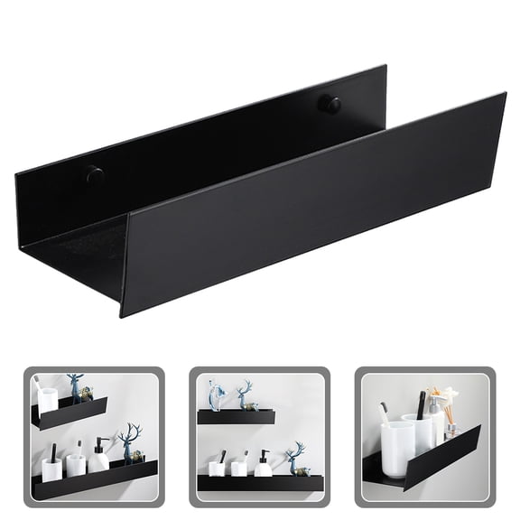 SWETRACE Black Aluminum Floating Shelf Set, Modern Bathroom Shower Organizer with High Capacity Storage