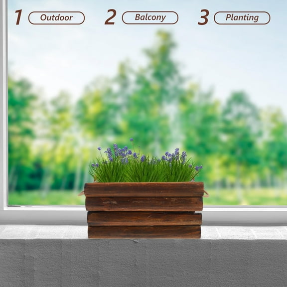 SWETRACE Rustic Wooden Rectangular Planter Box Set for Centerpieces, Decorative Indoor Outdoor Flower Pot Holder