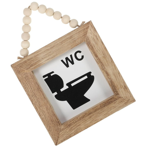 SWETRACE 1Set Rectangular Wood Wall Sign For Bathroom Decor Rustic Style 6.7X4.7in