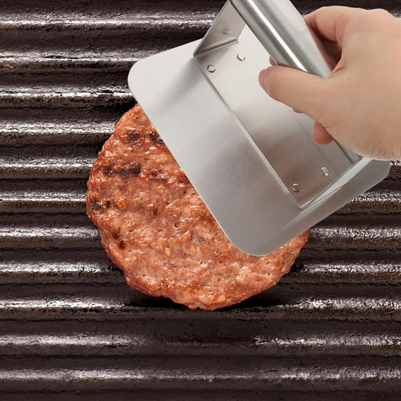SWETRACE 1Set Silver Burger Press for Outdoor BBQ with Non-Stick Surface and Riveted Handle Design for Grilling