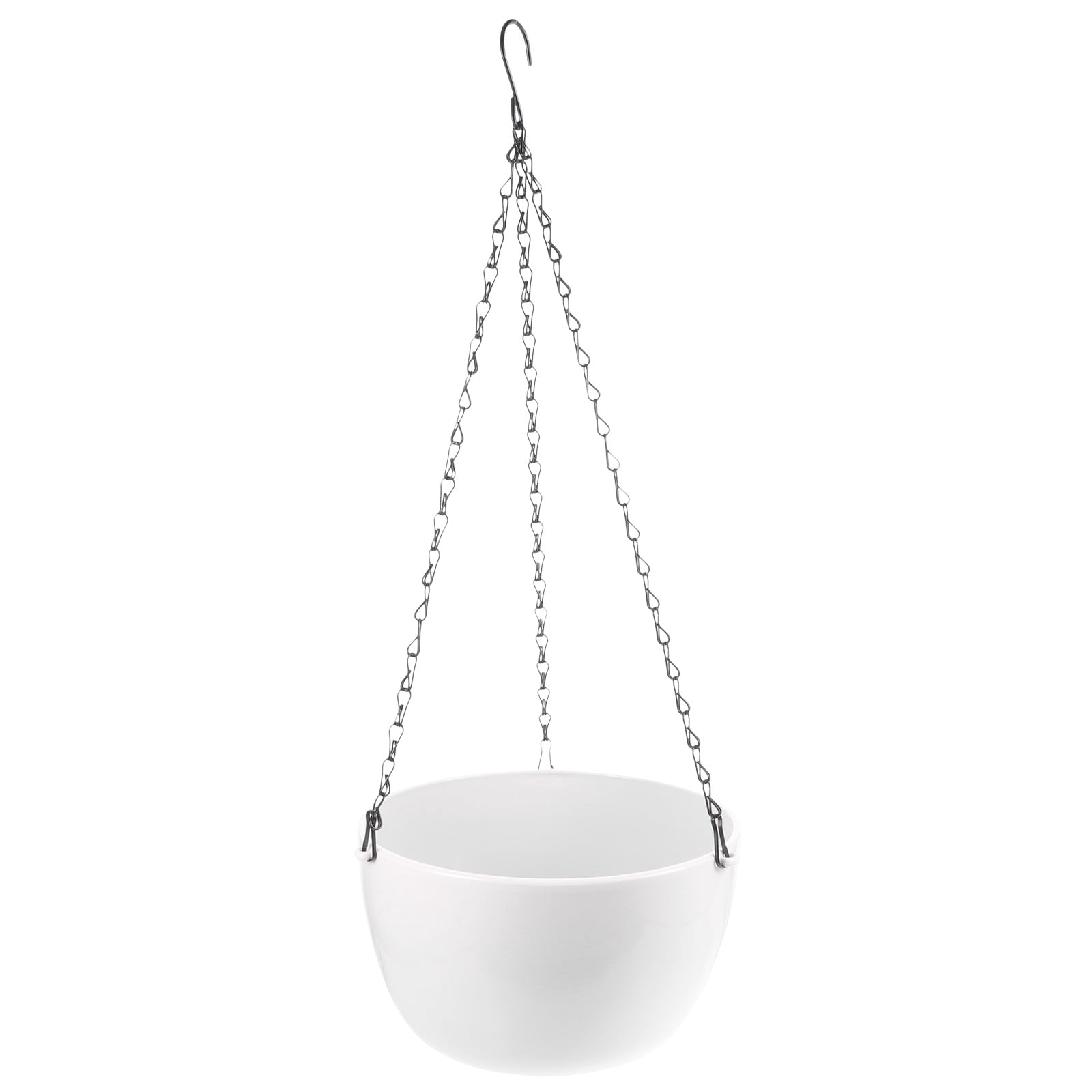 SWETRACE 1Set White PP Iron Hanging Planter Basket for Indoor Plants with Watering Holes 9.4X9.4X5.3in