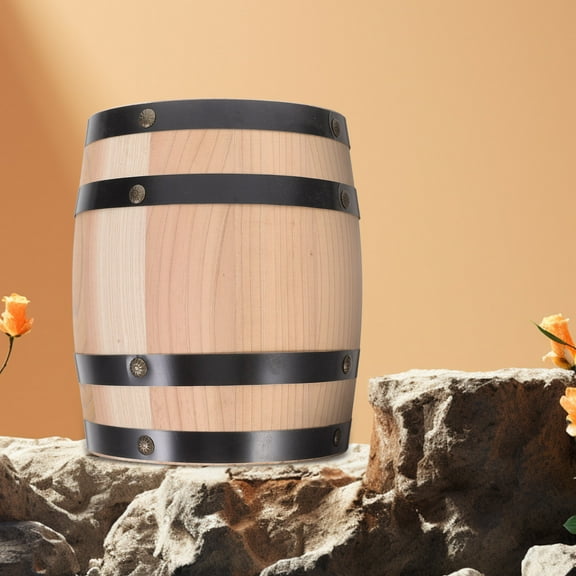 SWETRACE 1Set Wooden Barrel 7.9x6.5x6.5in for Bar and Living Room Decor