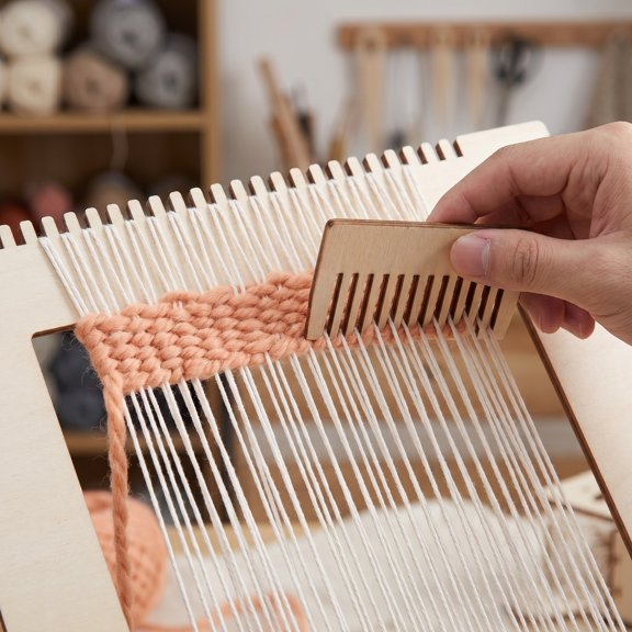 SWETRACE 1Set Wooden Tapestry Loom Kit with Dual Frames, Comb and Needle for DIY Wall Art