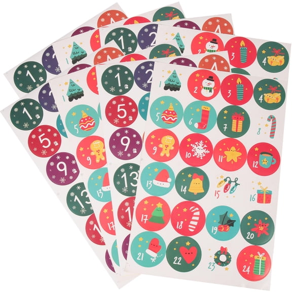SWETRACE 20 Sheets Seasonal Circular Stickers for Baking Bag Packaging and Sealing, Christmas Holiday Countdown Labels