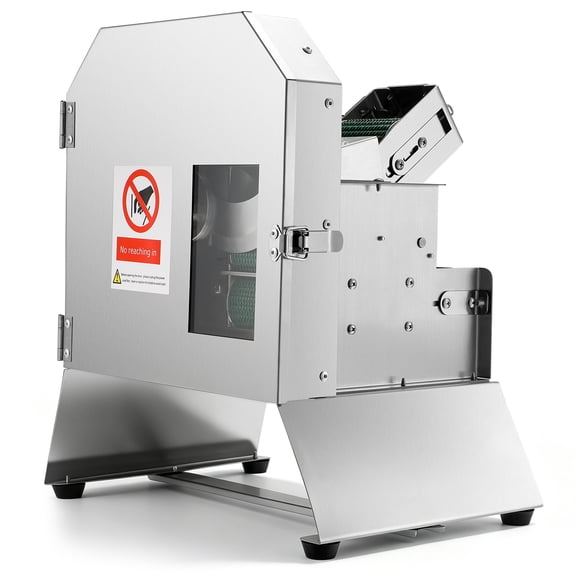 SWETRACE 200W Commercial Vegetable Slicer with Conveyor Belt 1.5-35mm Thickness for Kitchen Use Silver