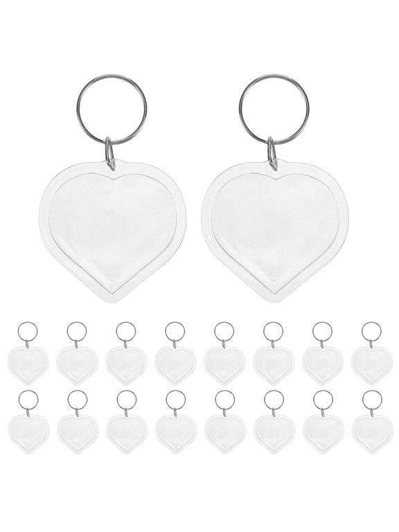 Clear Acrylic Heart Shaped Keyring High Transparency DIY 20Pcs
