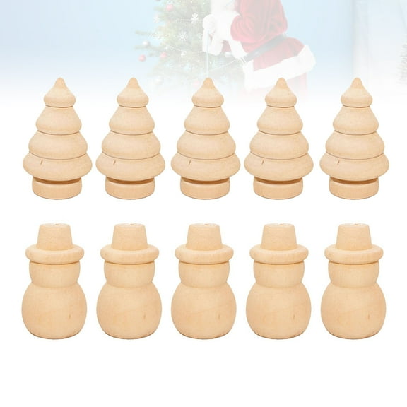 SWETRACE 20Pcs Diy Wooden Dolls Craft Mini Ornaments Hardwood Painting For Families Christmas Celebration