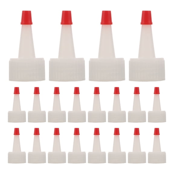 SWETRACE 20pcs Condiment Squeeze Bottle Caps 24mm Red Tip Plastic Replacement