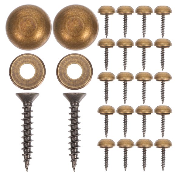 SWETRACE 24 Sets Self Tapping Screws round Head Copper Decorative, with Caps