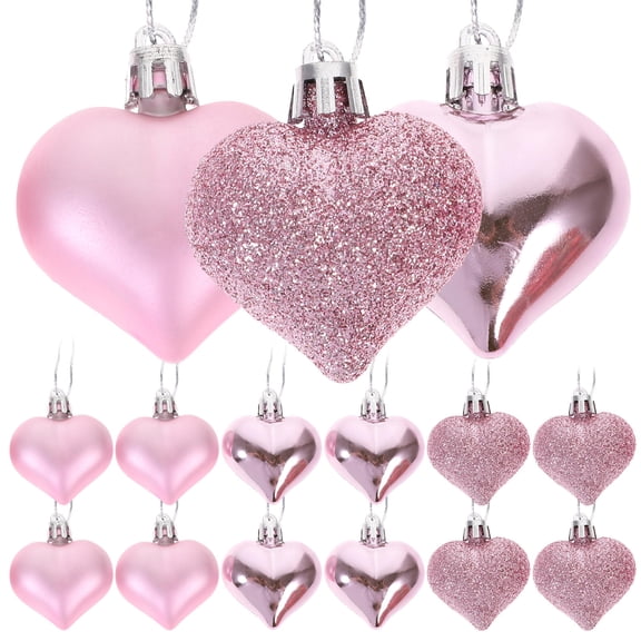 SWETRACE 24Pcs Heart Shape Plastic Ball Pendants Pink for Valentine's Day Baby Shower
