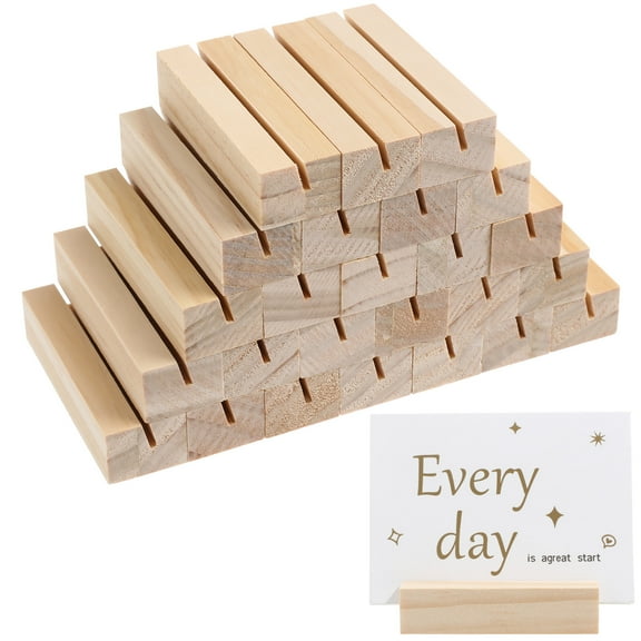 SWETRACE 25Pcs Wood Memo Stand Freestanding Memo Holder for Desk Home Office Supplies Beige