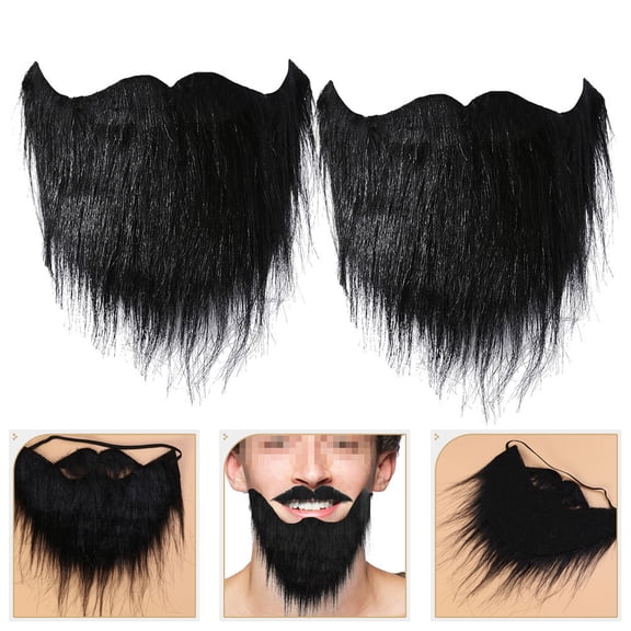 SWETRACE 2 Pcs Black Rubber Fake Beard Ornaments, Costume Beard Props, Fun Party Decor Accessories for Events and Photo