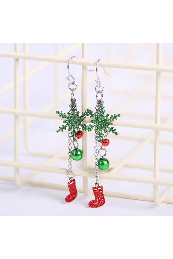 2Pairs Dangle Snowflake Earrings Assorted Color Christmas Party Unisex