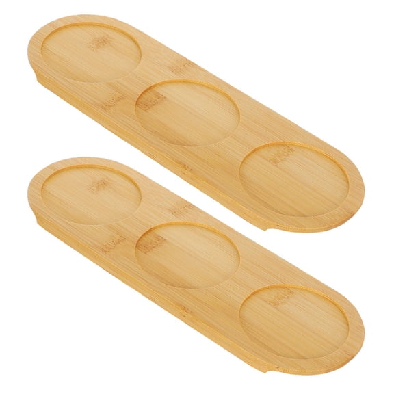 SWETRACE 2Pcs Bamboo Coasters for Drinks with Elegant Threehole Tray Design