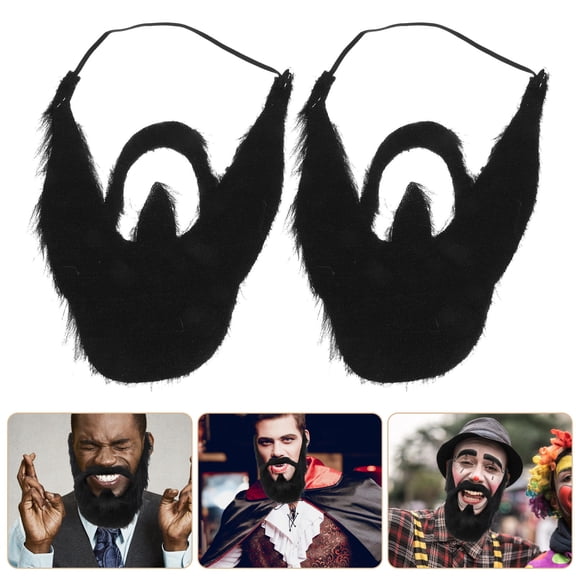 SWETRACE 2Pcs Black False Beard Whiskers for Wedding Party Cosplay Prop Lightweight