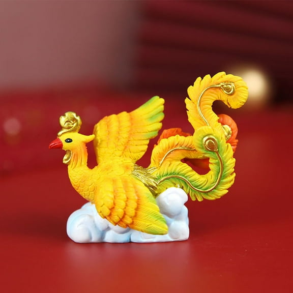 SWETRACE 2Pcs Chinese Dragon Phoenix Statue 7X5X7CM 7X5X6.2CM Resin Mini For present Giving