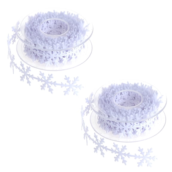 SWETRACE 2Pcs Christmas Snowflake Ribbon White Polyester Decorative Ribbon for Seasonal Decorations