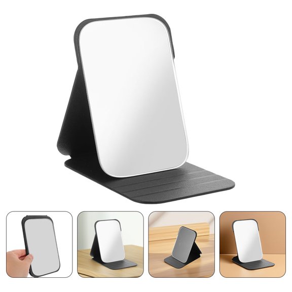 SWETRACE 2Pcs Compact Portable Mirror Black Travel Vanity Mirror Foldable Design for Desktop