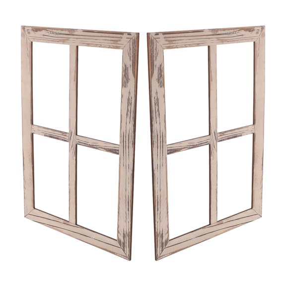 SWETRACE 2Pcs Decorative Wooden Window Frame Faux Window for Rustic Farmhouse Style Wall Art