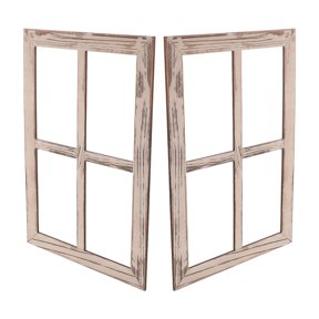 SWETRACE 2Pcs Decorative Wooden Window Frame Faux Window for Rustic Farmhouse Style Wall Art