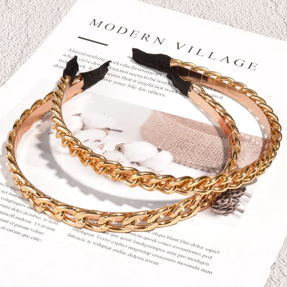 SWETRACE 2Pcs Fashion Metal Headband Simple Hair Hoops with Chain Design for Bridal and Party Use