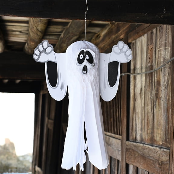 SWETRACE 2-Piece Paper Ghost Honeycomb Hanging Decorations, Party Pendant Decor for Bar, Home, Porch, Doorway