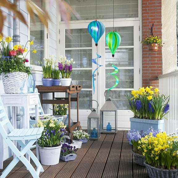 SWETRACE 2Pcs Hot Air Balloon Wind Spinners for Garden and Balcony Hanging Decorative Ornaments 11.8X9.8X9.8in