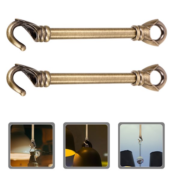 SWETRACE Golden Metal Ceiling Light Support Rod 10cm with and Hook 2 Pieces