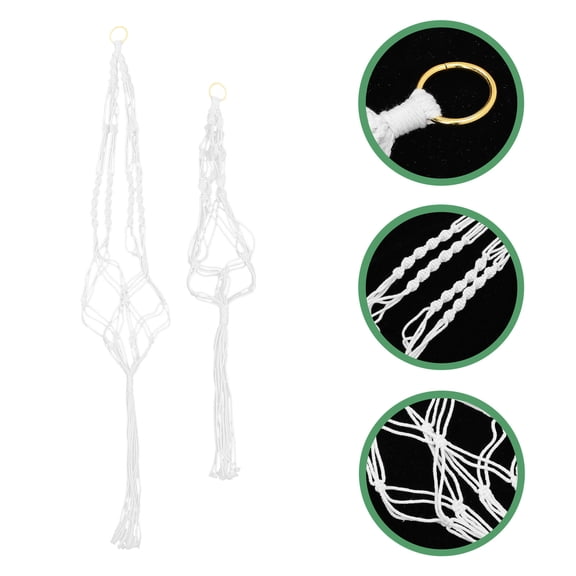 SWETRACE 2Pcs White Macrame Plant Hangers Cotton Material for Indoor Decorative Plant Storage