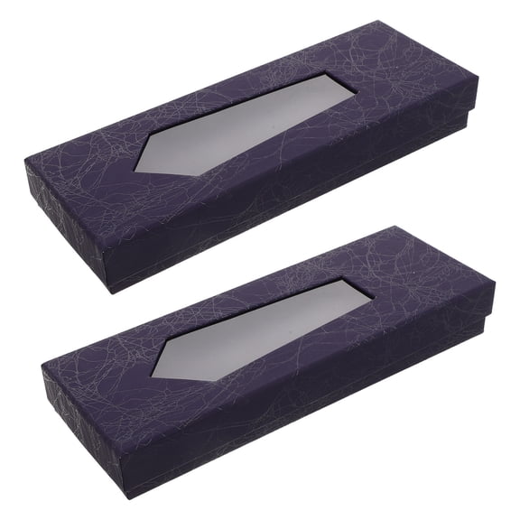 SWETRACE Navy Tie Box with Transparent Window, Efficient Daily Access, Durable Cardboard, 2Pcs