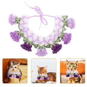 SWETRACE 2Pcs Soft Knit Pet Collar with Bell Flower and Bib Function for Cats Dogs Fashion Accessory